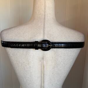 Vintage 90s Bill Blass Black Leather Belt 38